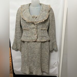 W by Worth Womens Cap sleeve Tweed Floral Lined Dress w/jacket Size 6
